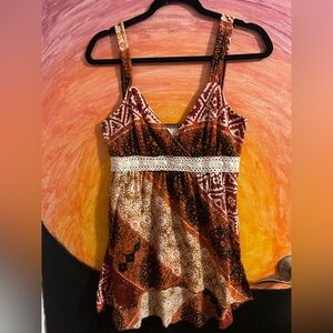 Maurices Red and Brown Patterned Camisole